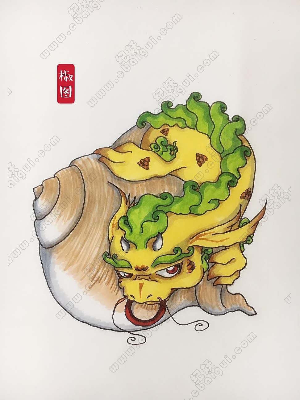 椒图,龙生九子之一,形状像螺蚌,性格好闭,好僻静,最反感别人进入它的